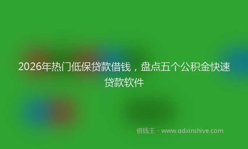 2026年热门低保贷款借钱，盘点五个公积金快速贷款软件