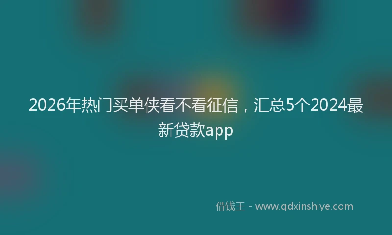 2026年热门买单侠看不看征信，汇总5个2024最新贷款app