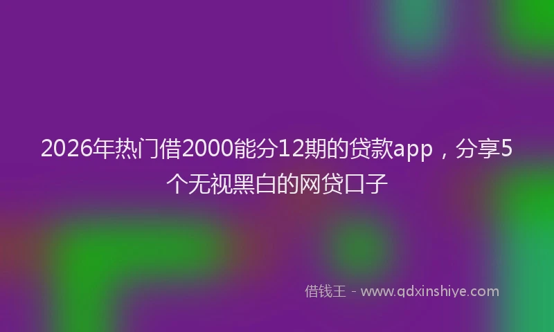 2026年热门借2000能分12期的贷款app，分享5个无视黑白的网贷口子