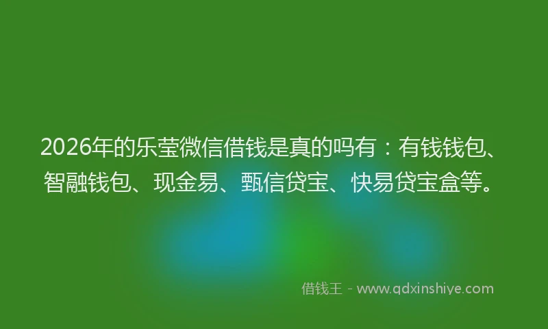 2026年的乐莹微信借钱是真的吗有：有钱钱包、智融钱包、现金易、甄信贷宝、快易贷宝盒等。