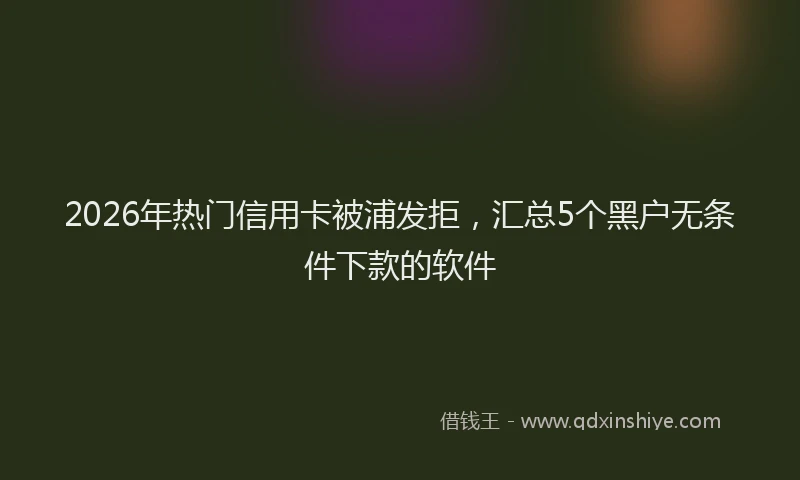 2026年热门信用卡被浦发拒，汇总5个黑户无条件下款的软件