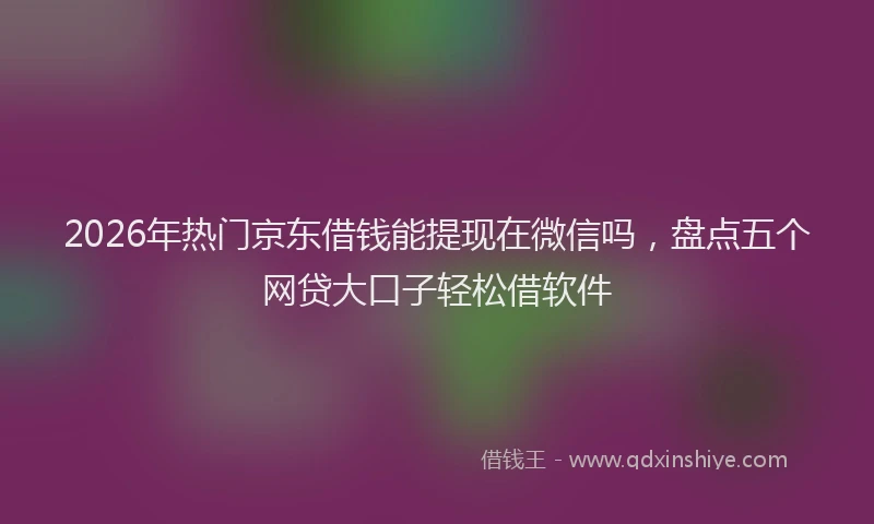 2026年热门京东借钱能提现在微信吗，盘点五个网贷大口子轻松借软件