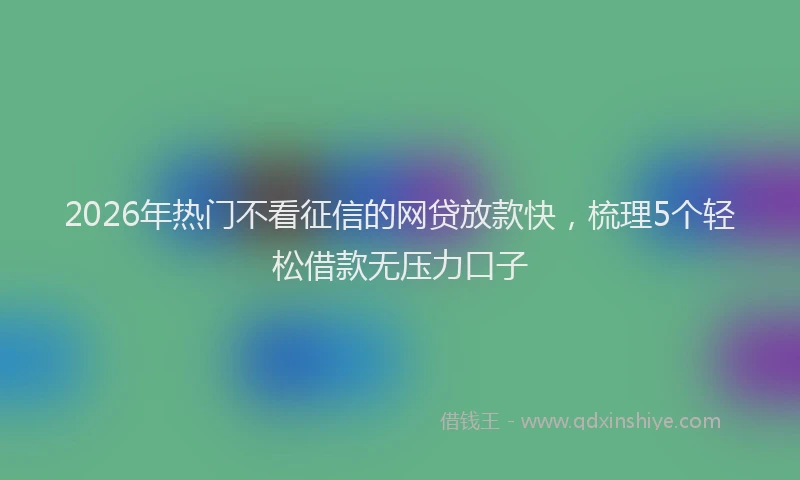 2026年热门不看征信的网贷放款快，梳理5个轻松借款无压力口子