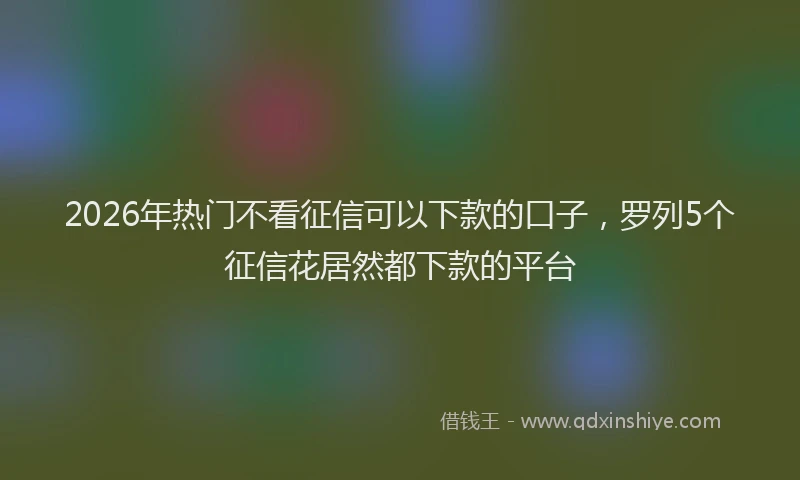 2026年热门不看征信可以下款的口子，罗列5个征信花居然都下款的平台