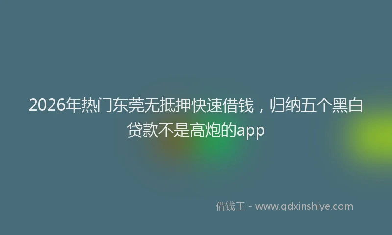 2026年热门东莞无抵押快速借钱，归纳五个黑白贷款不是高炮的app