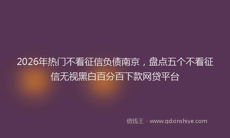 2026年热门不看征信负债南京，盘点五个不看征信无视黑白百分百下款网贷平台