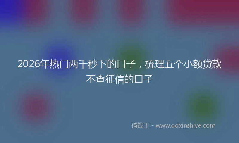 2026年热门两千秒下的口子，梳理五个小额贷款不查征信的口子