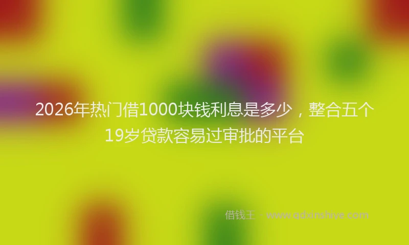 2026年热门借1000块钱利息是多少，整合五个19岁贷款容易过审批的平台