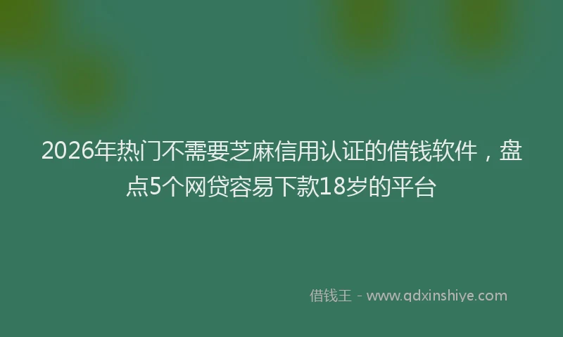 2026年热门不需要芝麻信用认证的借钱软件，盘点5个网贷容易下款18岁的平台