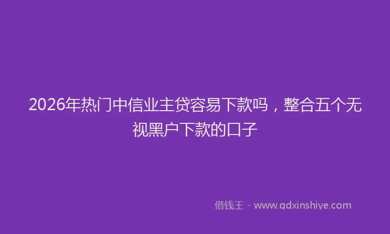 2026年热门中信业主贷容易下款吗，整合五个无视黑户下款的口子