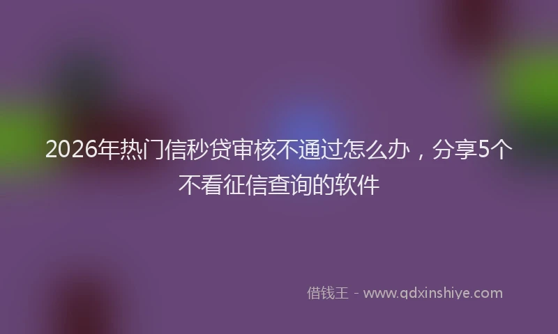 2026年热门信秒贷审核不通过怎么办，分享5个不看征信查询的软件
