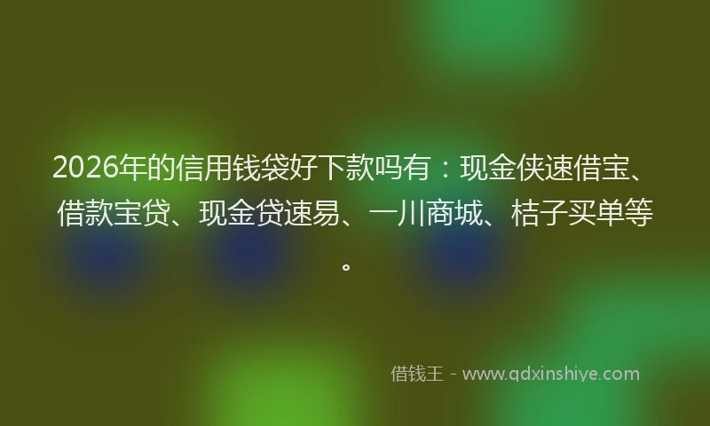 2026年的信用钱袋好下款吗有：现金侠速借宝、借款宝贷、现金贷速易、一川商城、桔子买单等。