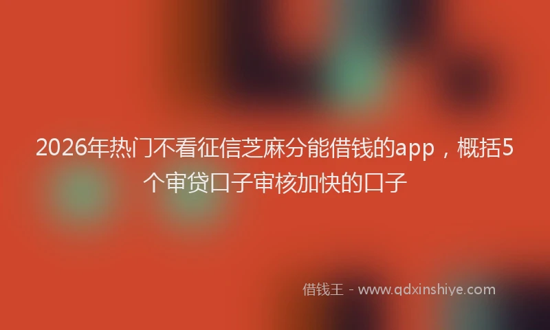 2026年热门不看征信芝麻分能借钱的app，概括5个审贷口子审核加快的口子