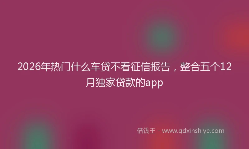 2026年热门什么车贷不看征信报告，整合五个12月独家贷款的app