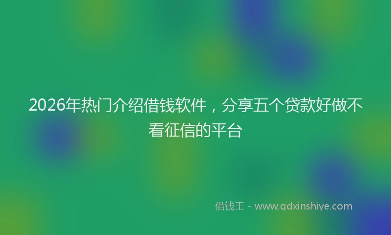 2026年热门介绍借钱软件，分享五个贷款好做不看征信的平台
