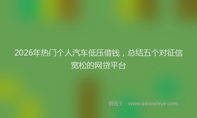 2026年热门个人汽车低压借钱，总结五个对征信宽松的网贷平台