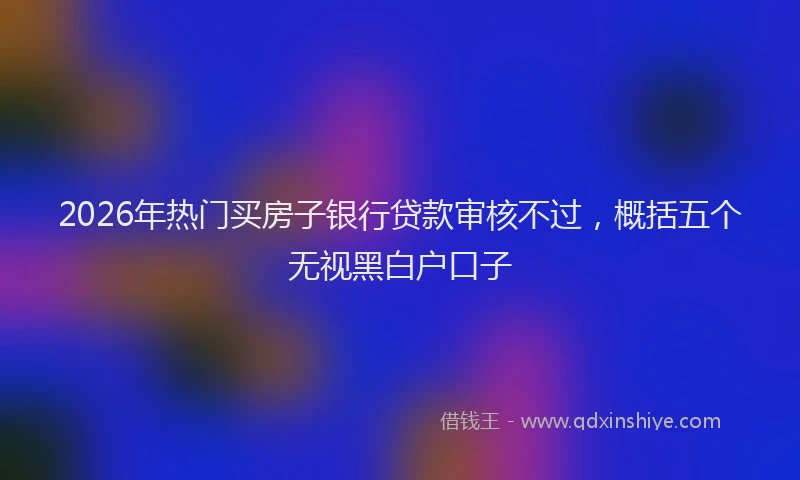 2026年热门买房子银行贷款审核不过，概括五个无视黑白户口子