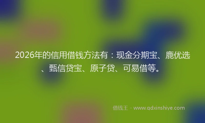 2026年的信用借钱方法有：现金分期宝、鹿优选、甄信贷宝、原子贷、可易借等。