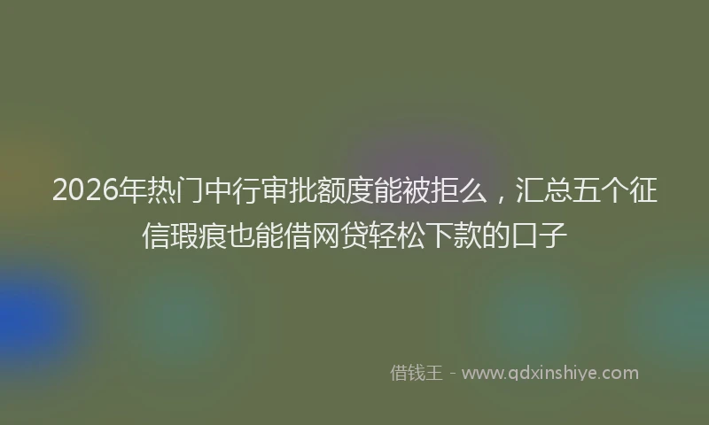 2026年热门中行审批额度能被拒么，汇总五个征信瑕疵也能借网贷轻松下款的口子
