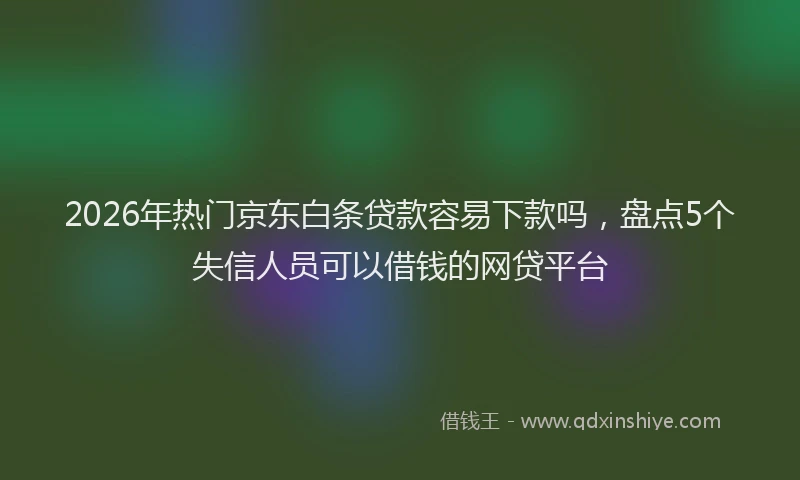 2026年热门京东白条贷款容易下款吗，盘点5个失信人员可以借钱的网贷平台