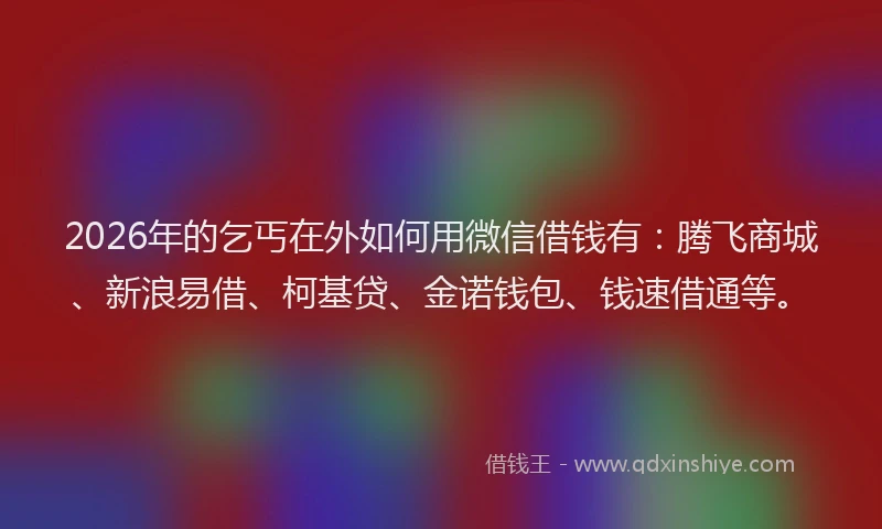 2026年的乞丐在外如何用微信借钱有：腾飞商城、新浪易借、柯基贷、金诺钱包、钱速借通等。