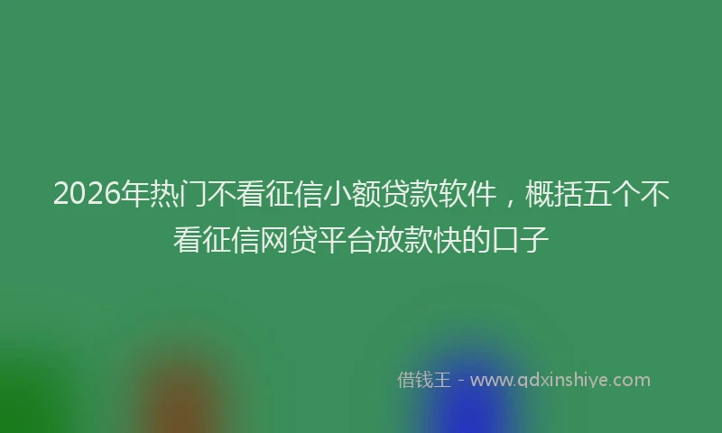 2026年热门不看征信小额贷款软件，概括五个不看征信网贷平台放款快的口子