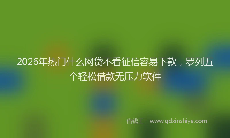 2026年热门什么网贷不看征信容易下款，罗列五个轻松借款无压力软件