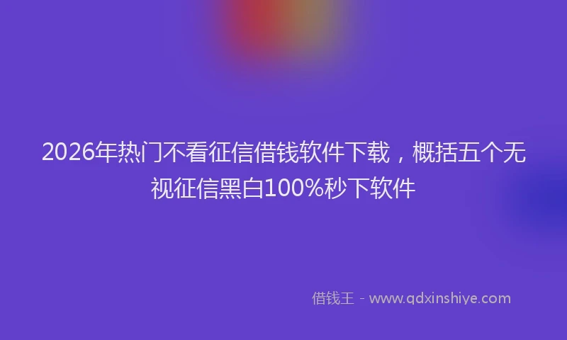 2026年热门不看征信借钱软件下载，概括五个无视征信黑白100%秒下软件