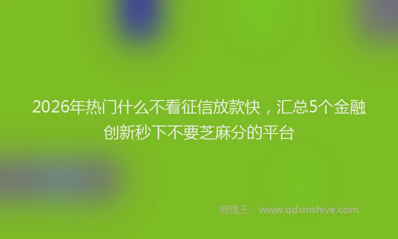 2026年热门什么不看征信放款快，汇总5个金融创新秒下不要芝麻分的平台