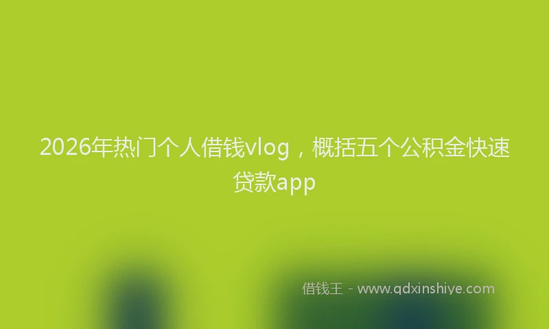2026年热门个人借钱vlog，概括五个公积金快速贷款app