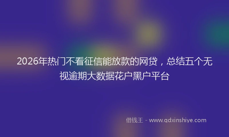 2026年热门不看征信能放款的网贷，总结五个无视逾期大数据花户黑户平台