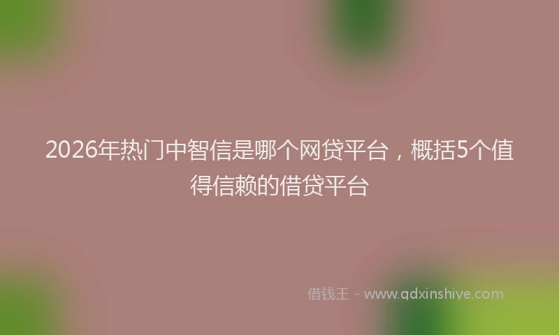 2026年热门中智信是哪个网贷平台，概括5个值得信赖的借贷平台