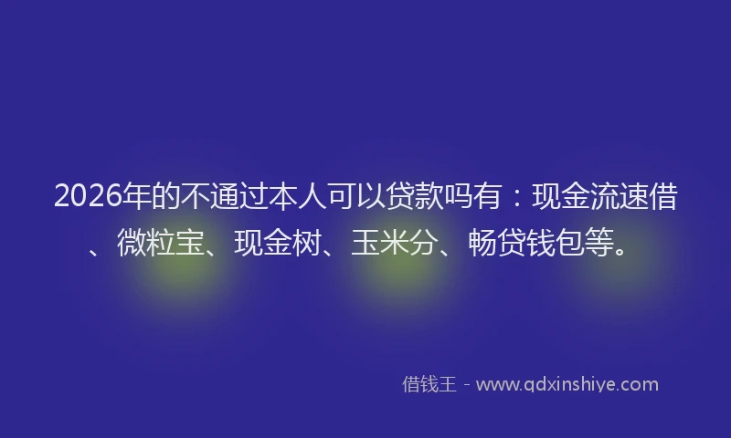 2026年的不通过本人可以贷款吗有：现金流速借、微粒宝、现金树、玉米分、畅贷钱包等。