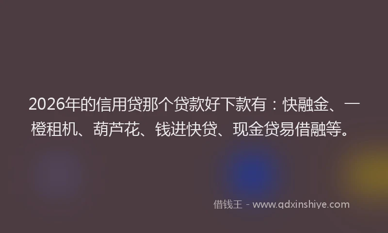 2026年的信用贷那个贷款好下款有：快融金、一橙租机、葫芦花、钱进快贷、现金贷易借融等。