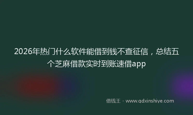 2026年热门什么软件能借到钱不查征信，总结五个芝麻借款实时到账速借app