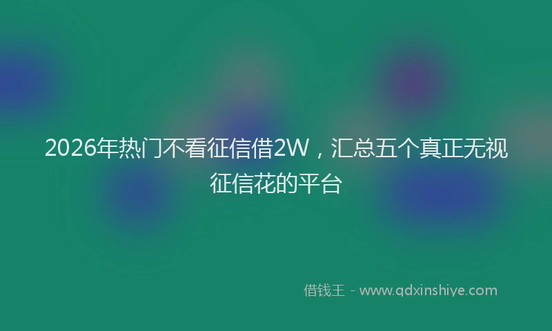 2026年热门不看征信借2W，汇总五个真正无视征信花的平台