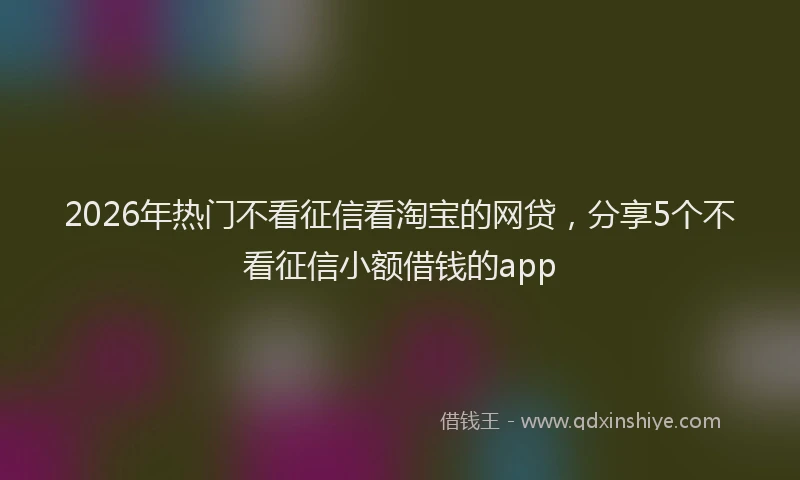 2026年热门不看征信看淘宝的网贷，分享5个不看征信小额借钱的app