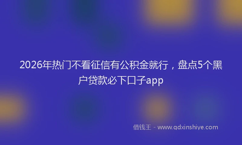 2026年热门不看征信有公积金就行，盘点5个黑户贷款必下口子app