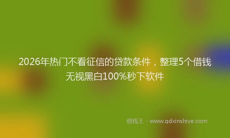 2026年热门不看征信的贷款条件，整理5个借钱无视黑白100%秒下软件