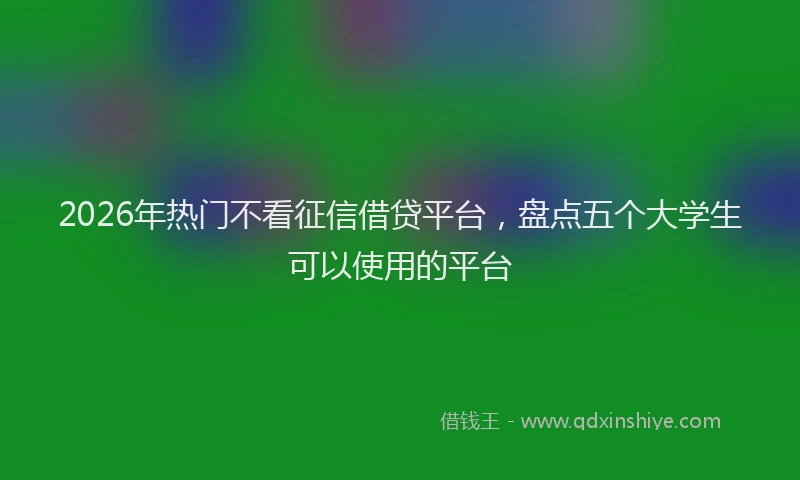 2026年热门不看征信借贷平台，盘点五个大学生可以使用的平台
