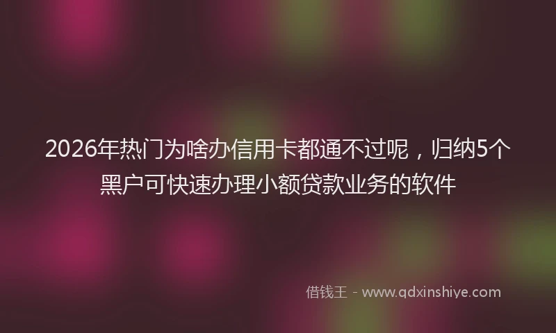 2026年热门为啥办信用卡都通不过呢，归纳5个黑户可快速办理小额贷款业务的软件