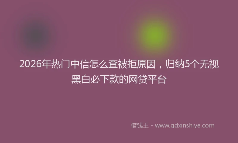 2026年热门中信怎么查被拒原因，归纳5个无视黑白必下款的网贷平台