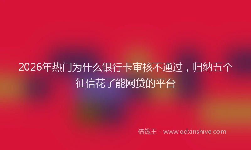 2026年热门为什么银行卡审核不通过，归纳五个征信花了能网贷的平台