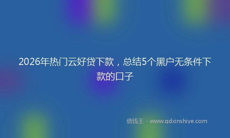 2026年热门云好贷下款，总结5个黑户无条件下款的口子