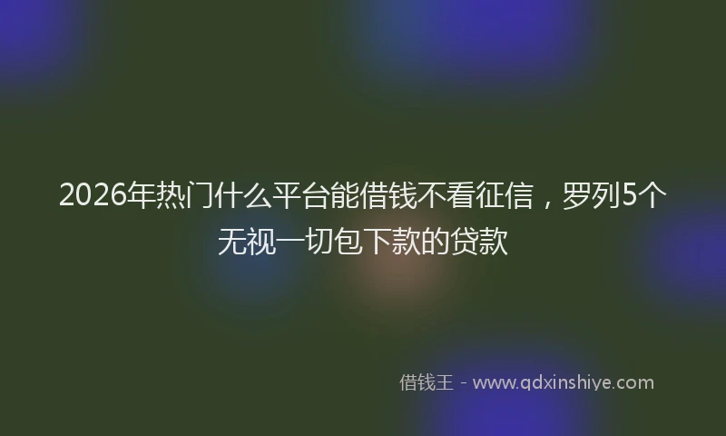 2026年热门什么平台能借钱不看征信，罗列5个无视一切包下款的贷款