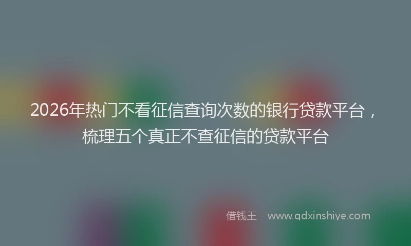 2026年热门不看征信查询次数的银行贷款平台，梳理五个真正不查征信的贷款平台