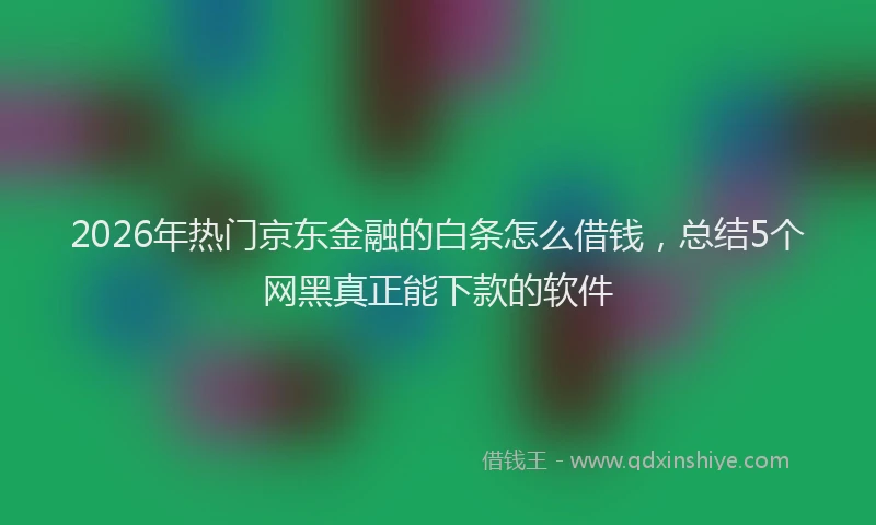 2026年热门京东金融的白条怎么借钱，总结5个网黑真正能下款的软件