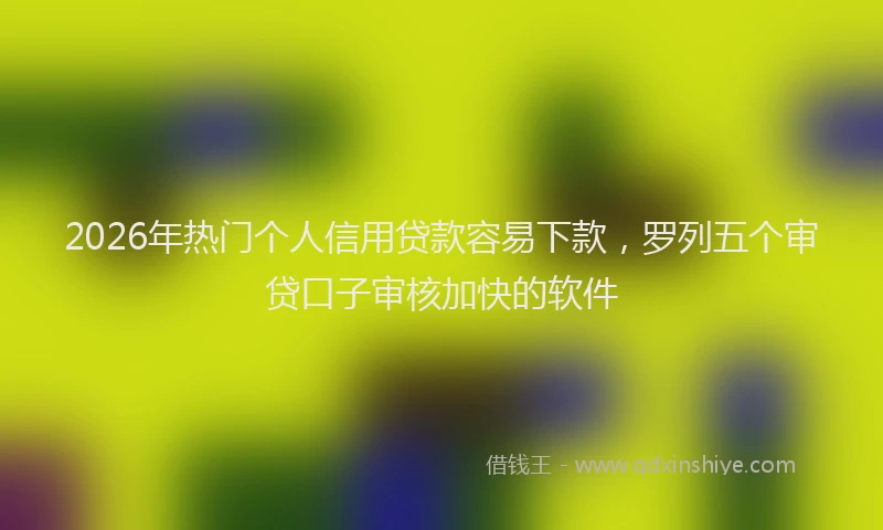 2026年热门个人信用贷款容易下款，罗列五个审贷口子审核加快的软件