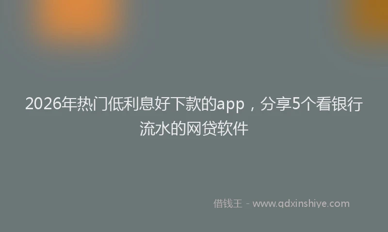 2026年热门低利息好下款的app，分享5个看银行流水的网贷软件