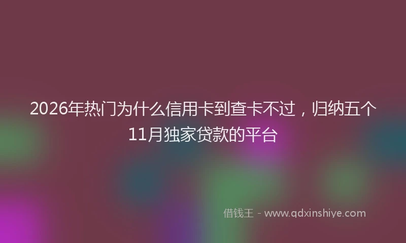 2026年热门为什么信用卡到查卡不过，归纳五个11月独家贷款的平台